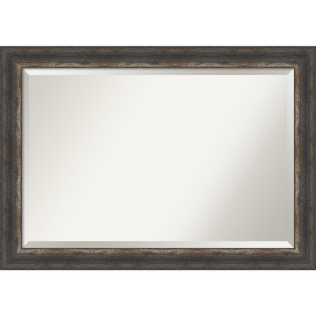 Bark Rustic Char Beveled Bathroom Wall Mirror - 41 x 29 in.