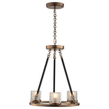 Library 15x17" 3-Light Transitional Mini-Chandeliers, Library Brass