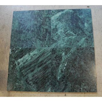 Dark Green Marble Tiles, Polished Finish, 12"x12", Set of 40