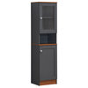 63" Tall Open Shelf Enclosed Storage Kitchen Pantry, Gray-Oak