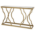 Elk Home - Dimond Home Metal Cloud Console, Painted Gold - The undulating form of this console is inspired by the delicate details of Rococo architecture. The sturdy metal frame and beveled mirror top give the piece presence in a space without feeling heavy or visually overwhelming. The metallic leaf finish also helps this piece stand out in a crowd.