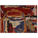 Bareens Designer Rugs - Bohemian Ziegler Arthur Red Ivory Hand-Knotted Wool Rug - 8'1'' x 9'11'' - Enhance the ambiance of your home with this magnificent Persian-influenced Turkish hand-knotted rug made by skilled artisans capable of creating the most exceptional vegetable dyes and hand-spun wool. This exquisite handmade rug is a one-of-a-kind  Kafkaz, otherwise identified as Chobi, Chobi Peshawar, Oushak, or Ziegler rug. These handmade rugs are crafted in Pakistan utilizing superior-quality wool imported from Australia, New Zealand, and Korea in two types of weaves: the Persian weave and the Mori weave. This rug is meticulously crafted by hand using the finest natural vegetable dyes extracted from local plants. The artisans use a blend of hand-spun local and fine merino wool, resulting in a rug with a compelling texture, higher lanolin content, and longer staple. The artisans occasionally incorporate natural or artificial silk into the pile to enhance specific motifs. The finished product is an awe-inspiring execution of flawless design and an understated palette that exudes elegance.