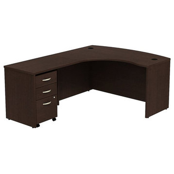 Bush Business Furniture Series C 60" Left 3 Drawer L-Shaped Desk in Mocha Cherry