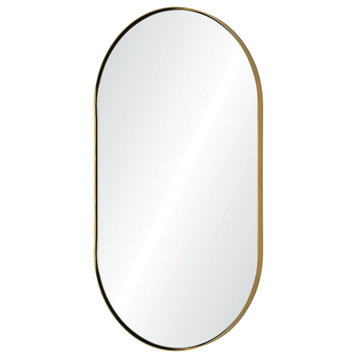 Oval Simple Mirror, Burnished Brass