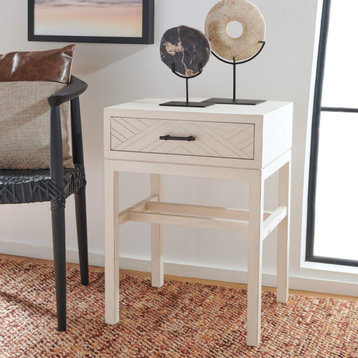 Jan One Drawer Accent Table Distressed White