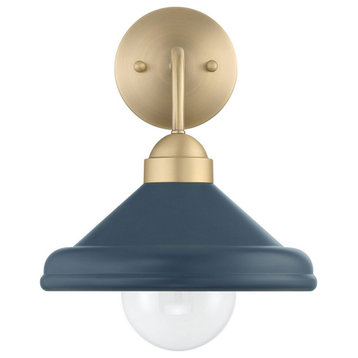 Brooks Matte Navy 10" Wall Sconce Barn Light with Bulb
