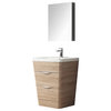 Fresca Milano 26" White Oak Modern Bathroom Vanity With Medicine Cabinet