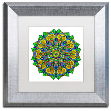 Ahrens 'Colorful Calming Mandala' Art, Silver Frame, White Matte, 11"x11"