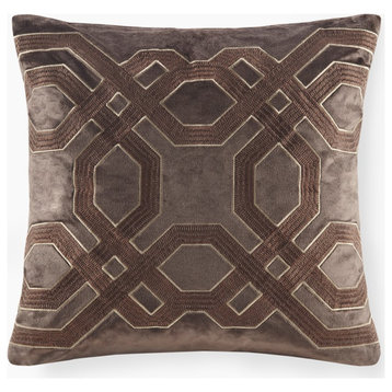 Croscill Biron Traditional Sqaure Pillow 18x18, Brown