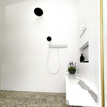 Japanese Inspired Primary Bathroom and adjoining Dressing Room
