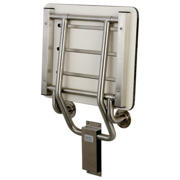 Kingston 18" x 16" Wall Mount Fold Down Shower Seat, Brushed Stainless Steel