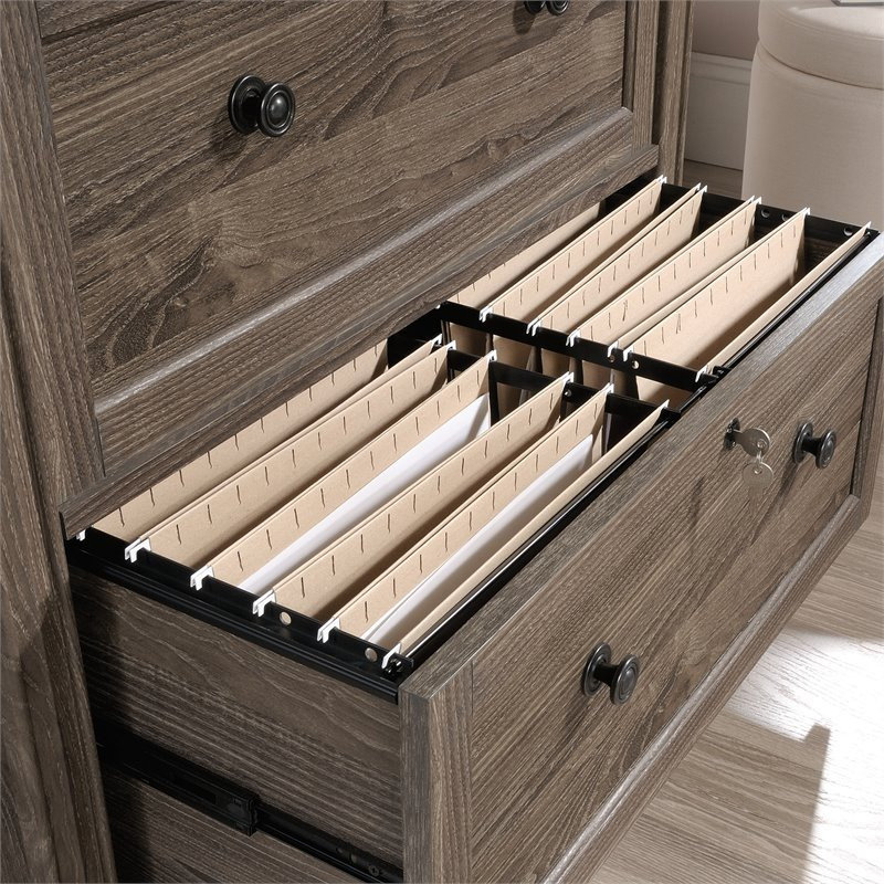 Sauder Trestle 1-Drawer Lateral Filing Cabinet In Mystic Oak, Mystic Oak Finish - View #3