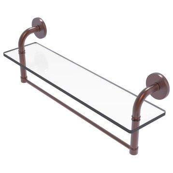 Remi 22" Glass Vanity Shelf with Towel Bar, Antique Copper