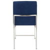 High Back Fuji Dining Chair, Stainless Steel/Blue Velvet, Set of 2