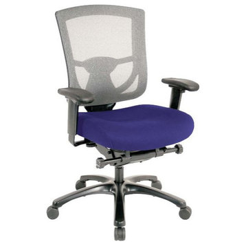 Denim Blue and Black Adjustable Swivel Mesh Rolling Office Chair, Cobalt