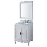 Benton Collection - 26” Daleville White Bathroom Vanity optional backsplash , Mirror - Dimensions: 26 x 21 x 35"h