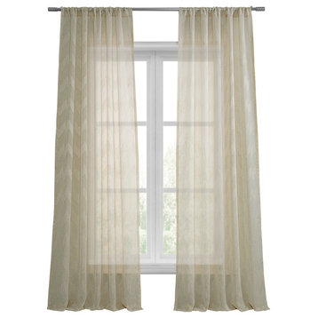 Sirius Patterned Linen Sheer Curtain, Sirius Beige, 50"x84"