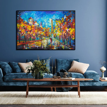 Colorful landscape painting "Evening in Paris"