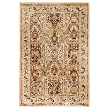 Jonah Distressed Tribal Beige and Grey Area Rug, 6'7"x9'2"