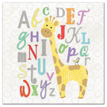 Alphabet Giraffe 12x12 Canvas Wall Art
