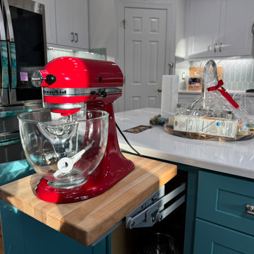 Transitional Serenity: White & Teal Kitchen Transformation