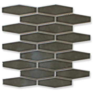 Atlanta Elongated 3D Hexagon Mosaic Tiles - Dark Gray, 1 Sq Ft