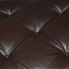 Chesterfield Storage Bench, Button Tufted Ottoman In Espresso Genuine Leather, Queen
