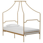 Novogratz - Camilla Metal Canopy Bed, Gold, Twin - The Novogratz Camilla Metal Canopy Bed has a design that will make you feel royal. The delicately designed metal frame has a vintage style that will add instant sophistication to your bedroom. The four canopy posts meet in the middle to create a piece that will make a beautiful statement and complement the rest of your room decor. The Camilla's all-metal frame includes side rails, additional center legs, and secured slats to provide stability and durability. The secured metal slats also remove the need to purchase any additional box spring or foundation as they offer mattress support and breathability for long-lasting comfort. What's more, the mattress base is adjustable to allow you to convert it between a 6.5" and 11" clearance depending on you under bed storage needs. This means you will now have a place to store your seasonal clothing you can't seem to find the space for. Available in multiple colors, the Novogratz Camilla Metal Canopy Bed is offered in Twin, Full, Queen and King size. Mattress sold separately.