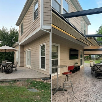 Residential Backyard Retractable Pergola Installation