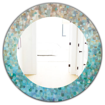Designart Blocked Abstract Traditional Frameless Oval Or Round Wall Mirror, 32x3