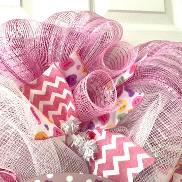 Valentine Day Conversation Candy Heart Wreath Handmade Deco Mesh