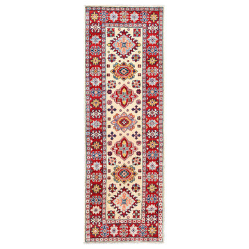 Tapestry Beige Kazak Shiny Wool Dense Weave Oriental Runner Rug 2' x 6'