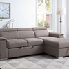 Haruko Storage Sleeper Sectional Sofa, Light Brown Fabric