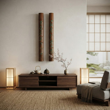 Pair Chinese Green Calligraphy Writing Engraved Bamboo Wall Panels ws3551