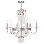 Livex Lighting - Livex Lighting 51846-91 Valentina - Six Light Chandelier - Canopy Included: TRUE  Shade InValentina Six Light  Brushed Nickel Clear *UL Approved: YES Energy Star Qualified: n/a ADA Certified: n/a  *Number of Lights: Lamp: 6-*Wattage:60w Candelabra Base bulb(s) *Bulb Included:No *Bulb Type:Candelabra Base *Finish Type:Brushed Nickel