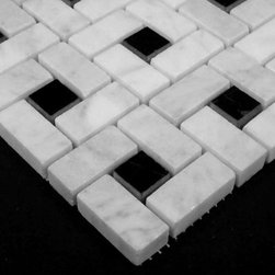White Carrara Marble Italian Bianco Carrera Target Pinwheel Mosaic Honed - Products