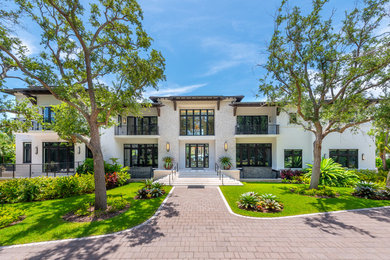 Photo of a contemporary home design in Miami.