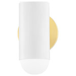 Mitzi by Hudson Valley Lighting - Kira 2-Light Wall Sconce Aged Brass/Soft White Combo - A futuristic vision, Kira is a charming, fashion-forward light fixture that is sure to make waves. In both the chandelier and wall sconce styles, globe bulbs nestle perfectly in the cylindrical, pill-like forms, diffusing light in opposite directions for a bold effect. Available in soft white, soft black, and aged brass, Kira comes as a wall sconce, 10-light chandelier, and 12-light chandelier.
