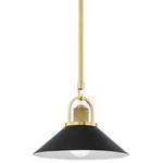 Hudson Valley Lighting - Syosset 1-Light Small Pendant, Aged Brass, Black Shade - Features: