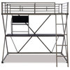 Linon Henley Student Loft Metal Twin Bed Lower Desk Unit in Pewter Finish