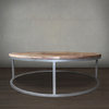 Walnut Wood and Metal Two Tier Round Coffee Table, Welded Steel Round Table, 40"