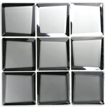 Miseno MT-WHSREM0303-SI Reflections - 3" Square Wall Mosaic Tile - Silver