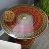 Natural Geo Rosewood Round Wooden 24" Accent Table Red