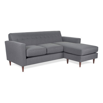 Julia Mid-century Modern Reversible Sectional in Charcoal Gray