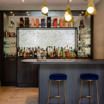 Modern Home Bar with Backlit Splashback in Leeds
