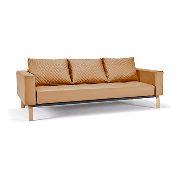 Cassius Q Deluxe Camel Leather Sofa Bed by Innovation USA - $2115.00
