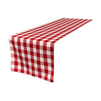 LA Linen Gingham Checkered Table Runner 14"x108", White and Red