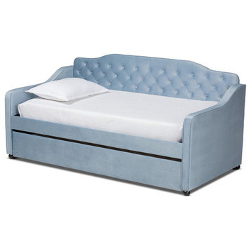 Hadgeon Light Blue Twin Daybed With Trundle