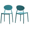 GDF Studio Brynn Outdoor Plastic Chairs, Set of 2, Teal