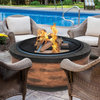 Rustic Sun Joe 35" Cast Stone Fire Pit With Dome Screen and Poker